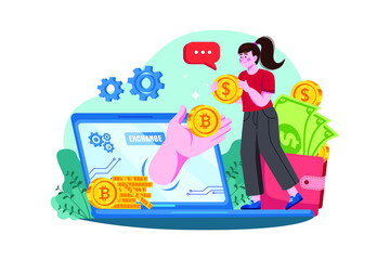 Cryptocurrency Exchange Illustration concept. Flat illustration isolated on white background.