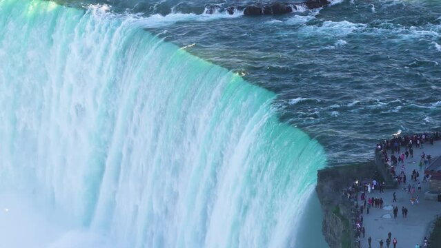 4K Slow Motion Sequence of Niagara Falls, Canada - Slow motion of the Horseshoe Falls during a sunny day as seen from the Skylon Tower