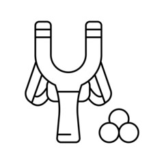 slingshot toy line icon vector illustration