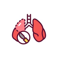 Resection of the lungs line icon. Isolated vector element. - obrazy, fototapety, plakaty