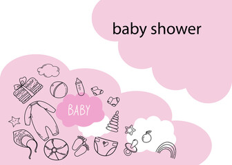 baby shower card doodle vector