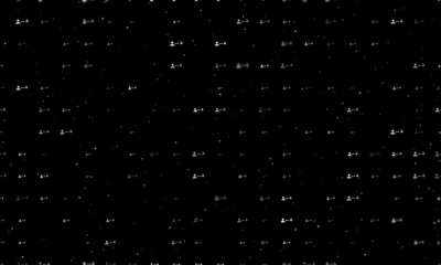 Fototapeta premium Seamless background pattern of evenly spaced white social distance symbols of different sizes and opacity. Vector illustration on black background with stars