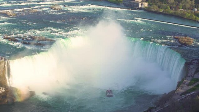 4K Video Sequence of Niagara Falls, Canada - The Horseshoe Falls during a sunny day as seen from the Skylon Tower
