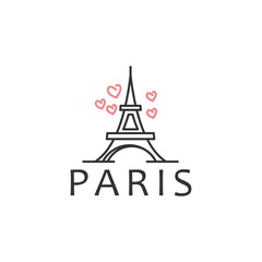 Fototapeta na wymiar Paris Eiffel Tower with Heart Love Plane Travel Logo design vector