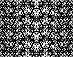 Flower geometric pattern. Seamless vector background. White and black ornament. Ornament for fabric, wallpaper, packaging. Decorative print