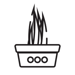 illustration of a outline black and white plant in a pot icon