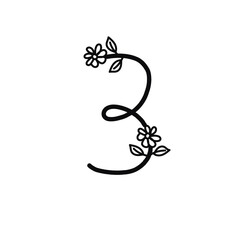 number icon floral for birthday