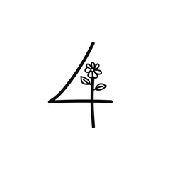 number icon floral for birthday