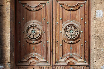 wooden door in cefalù in sicily (italy) 