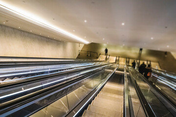 Escalator on the subway station with anonymous people. - 506905730