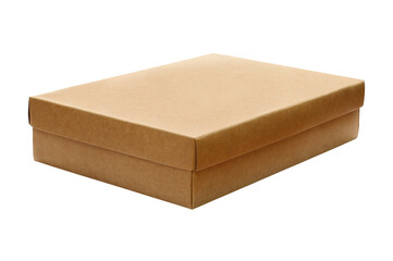 Cardboard box with brown lid isolated on white background.