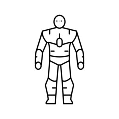 humanoid robot line icon vector illustration