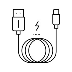 charging cable line icon vector illustration