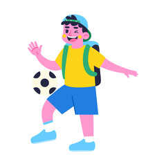 Isolated boy character playing with a soccer ball Back to school Vector illustration
