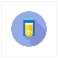 Hygiene flat icon. Automatic hand sanitizer dispenser. Touchless technology for hand disinfection. Contactless technology concept. Color vector illustration