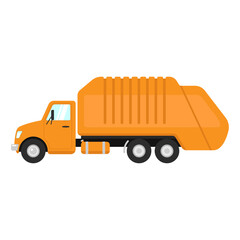 Garbage truck icon. Color silhouette. Side view. Vector simple flat graphic illustration. Isolated object on a white background. Isolate.