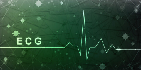 2D illustration Heart cardiogram background