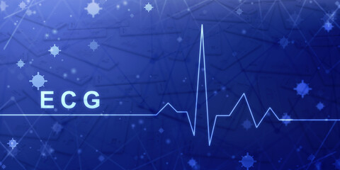 2D illustration Heart cardiogram background