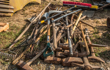 Obraz premium Pile of outdoor tools