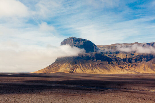 Mountain cliff with cloud in Iceland