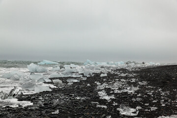 Iceland icebergs beach in jokulsarlon