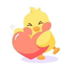 Isolated cute happy chick cartoon character Vector illustration