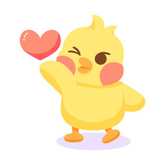 Isolated cute happy chick cartoon character Vector illustration