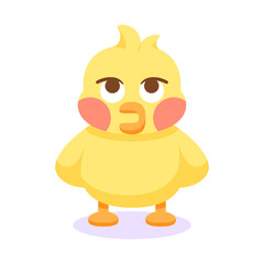 Isolated chick cartoon character doing a sigh expression Vector illustration