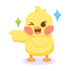 Isolated cute happy chick cartoon character Vector illustration