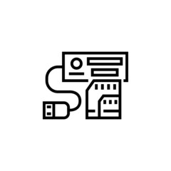 card reader vector icon. computer component icon outline style. perfect use for logo, presentation, website, and more. simple modern icon design line style