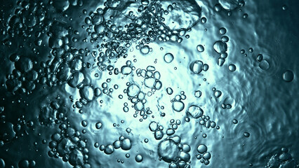 Macro shot of water bubbles, close-up.