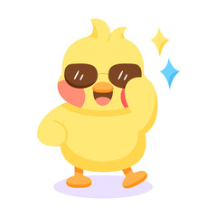 Isolated happy chick cartoon character with sunglasses Vector illustration