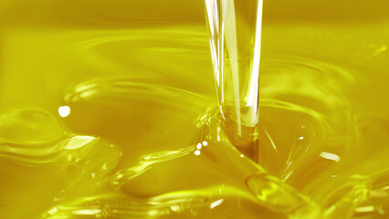 Pouring cooking oil, closeup