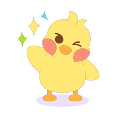 Isolated cute happy chick cartoon character Vector illustration