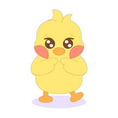 Isolated cute happy chick cartoon character Vector illustration