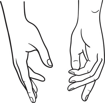 Human hand front and back view vector illustration, male female anatomy line art