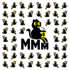 Obraz premium Funny cats, cats with cup of coffe used for logo