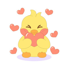 Isolated cute happy chick cartoon character Vector illustration