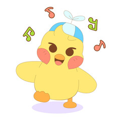 Isolated cute happy chick cartoon character Vector illustration