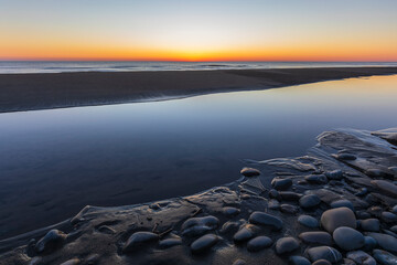 Sunrise on the coast of the Caspian Sea