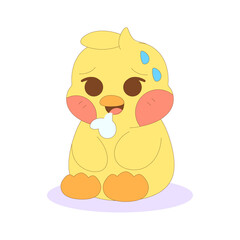 Isolated exhausted chick cartoon character Vector illustration