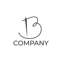 Abstract Initial B Tailor logo, thread and line style , Flat Logo Design Template, vector illustration