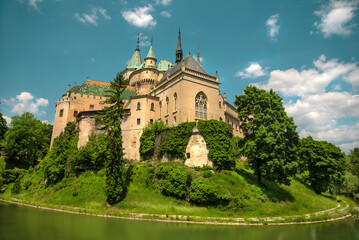 Fototapeta na wymiar Beautiful castle like as fairytale. Slovakia culture. Bojnice castle. 