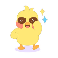 Isolated happy chick cartoon character with sunglasses Vector illustration