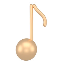 3d illustration of music note on white background.