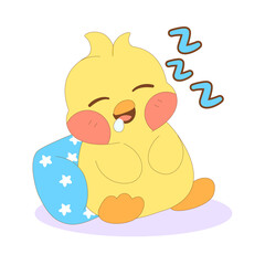 Isolated happy asleep chick cartoon character Vector illustration