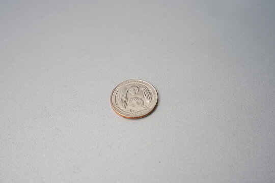 2020 USA 25 cents quarter with two giant flying fox fruit bats on the backside.