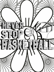 Logo for School Time, white decorative badge with an illustration of colorful school accessories and unique brush lettering for words - school time on purple abstract background.