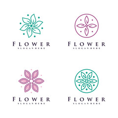 Fototapeta na wymiar Set of floral icon logo design collection with creative concept Premium Vector