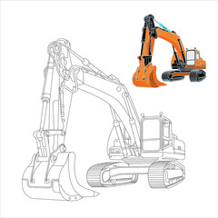 excavator line art logo vector © vitto juice